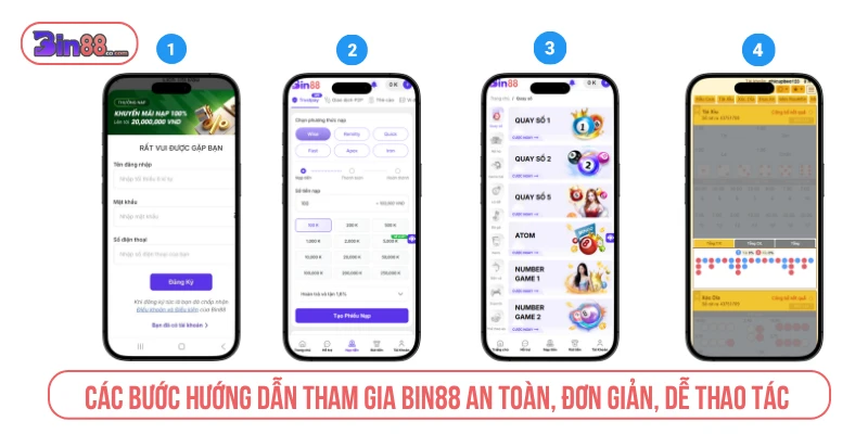 BIN88 - Nhà Cái Cá Cược, Casino & Game Bài Trực Tuyến Các bước hướng dẫn tham gia an toàn