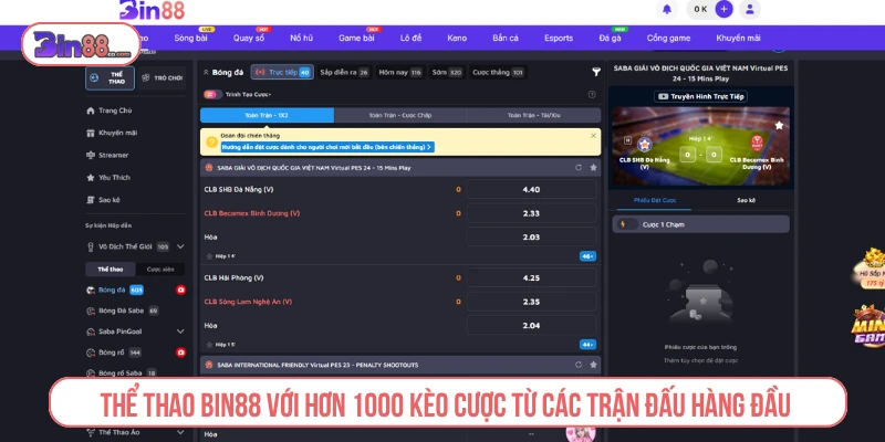 BIN88 - Nhà Cái Cá Cược, Casino & Game Bài Trực Tuyến Thể thao với nhiều thị trường cược