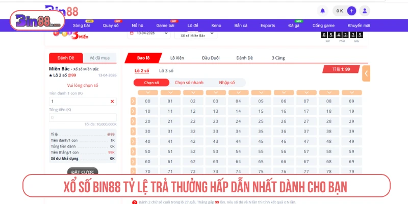 BIN88 - Nhà Cái Cá Cược, Casino & Game Bài Trực Tuyến Xổ số với nhiều hình thức tham gia